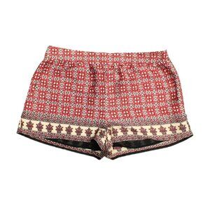 Forever 21 Red Hippie Boho Print Satin Shorts